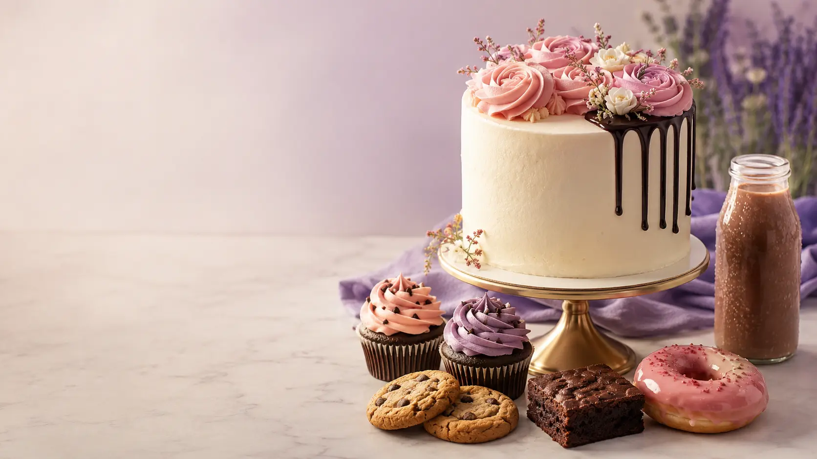 Floral cake and treats